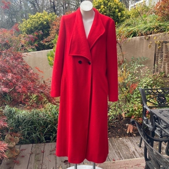 Vintage Jackets & Blazers - Checkout | Vintage Candy Apple Red Asymmetrical Lapel Trench Duster Coat